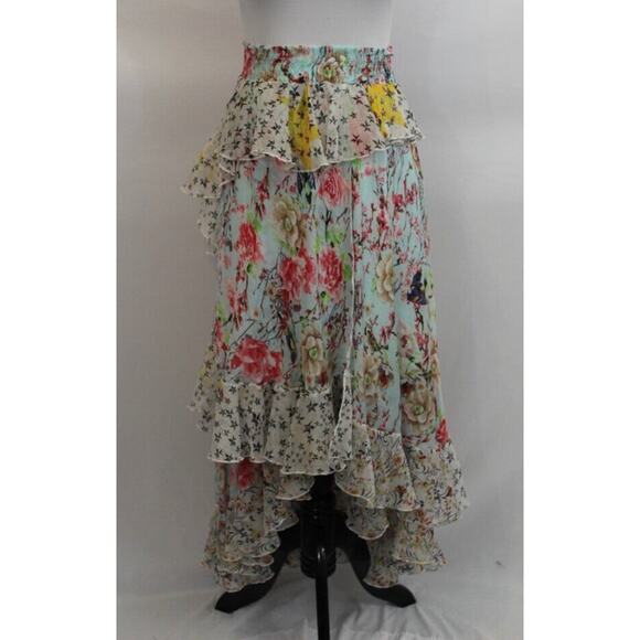 AMUSE Patricia Forgeal Sz S Small Ruffled Tiered Floral Zen Skirt - Picture 2 of 10
